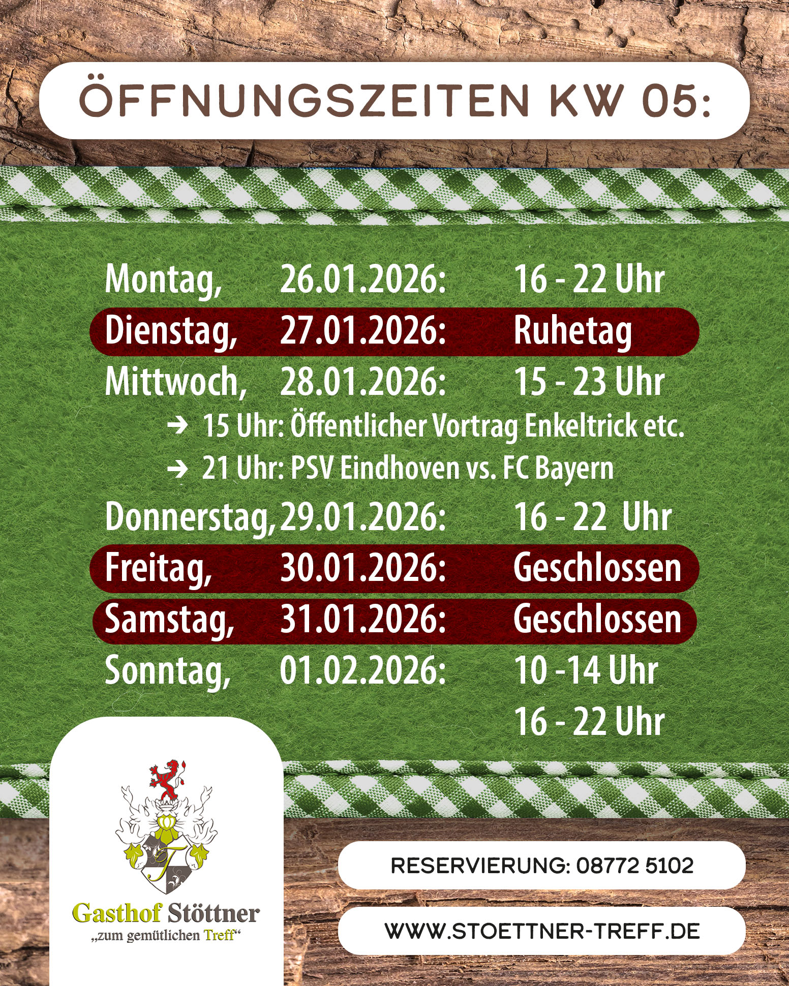 Öffnungszeiten KW05 NEU