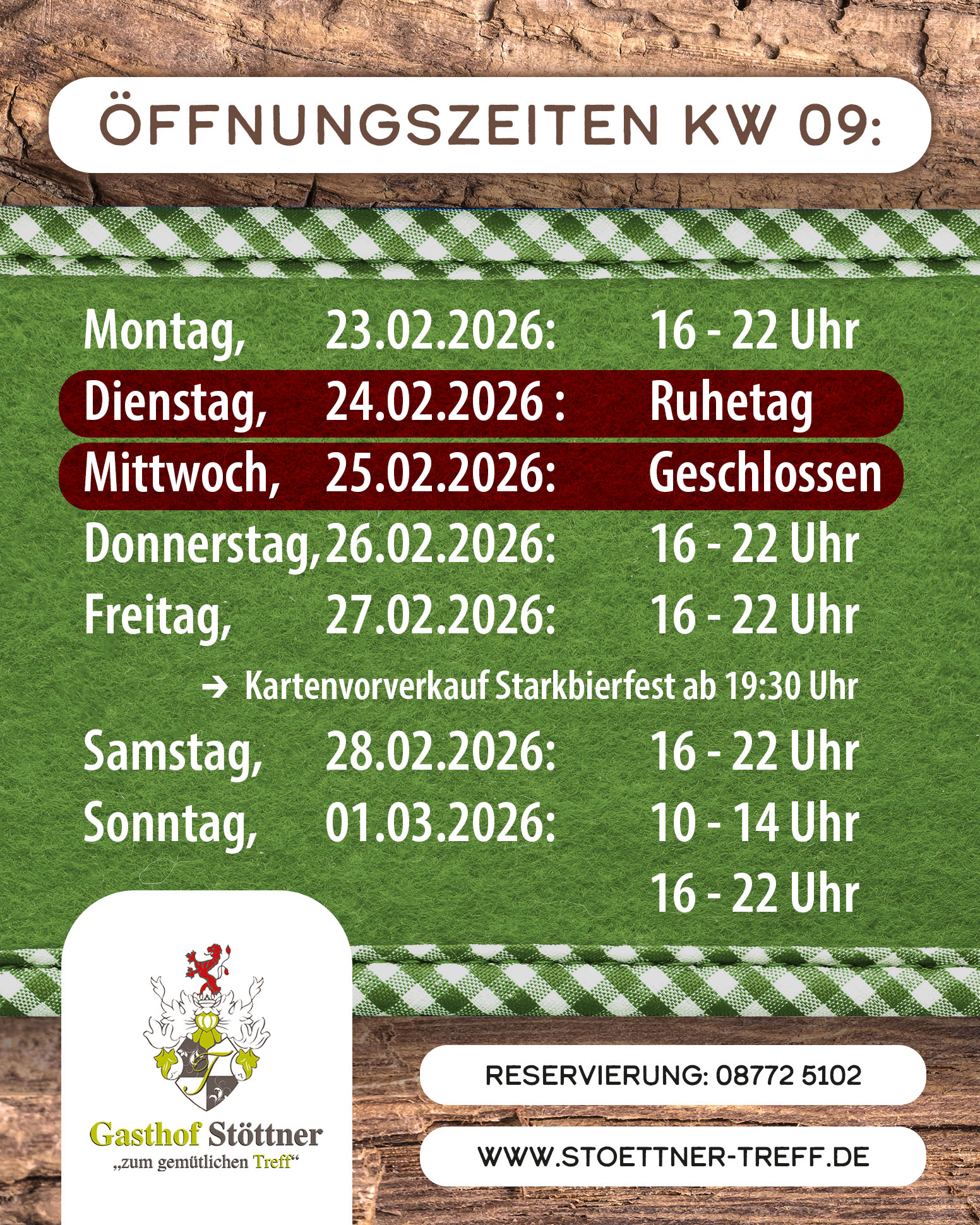 Öffnungszeiten KW09